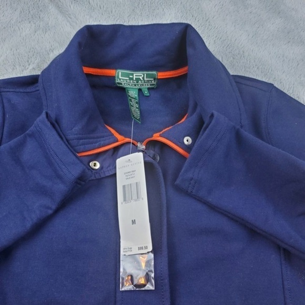 Lauren Ralph Lauren Active Jacket Women M Snap Pocket Full Zip Sail Navy